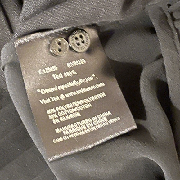 Ted Baker Black Button Front Blouse w/ Sheer Bishop Long Sleeves. Size Medium - Picture 7 of 14